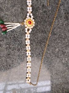Elegant Pearl &amp; Red Stone Kamarbandh