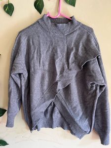 Gray Knit Turtleneck Sweater