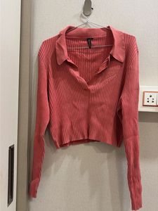 Peach Knitted Cropped Top