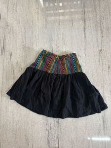 Boho Embroidered cute Black mini Skirt