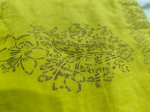 Melange lime yellow greenish Embroidered Kurta
