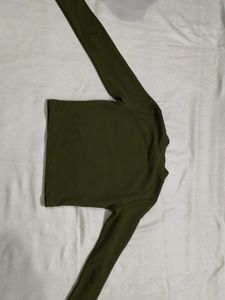 Green Mock Neck Long Sleeve Top
