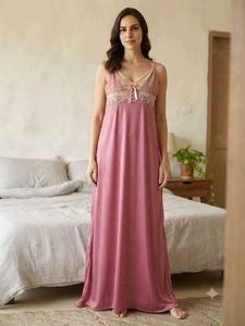Elegant Pink Nightgown with Lace Detail