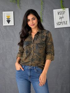 Camouflage Long Sleeve Button-Up Shirt