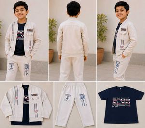 Retro Style Beige Jacket with T shirt set