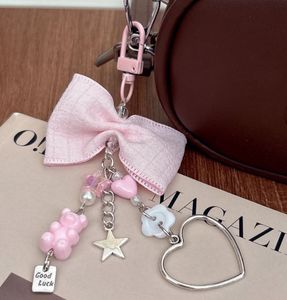 Cute Pink Bow Charm Keychain