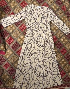 Cream Chain Print Midi Dress