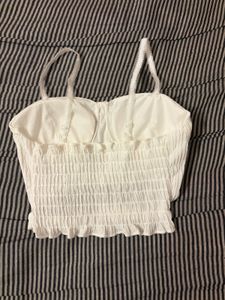 Textured White Cropped Top