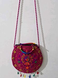 Embroidered Peacock Handbag