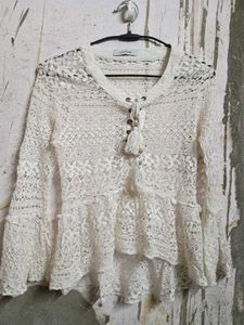 Boho Lace Crochet Tunic Top