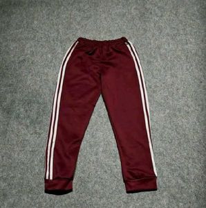 Maroon Track Pants with White Stripes