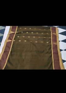 New Brown Saree with Gold Border