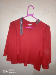 Chic Red Cape Top