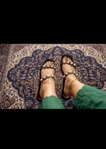 Black Pearl  Flat Sandals- 42 size