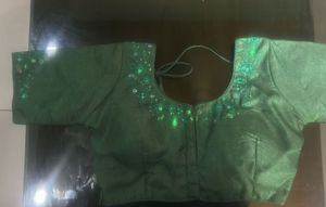 Not used Embroidered Green Blouse