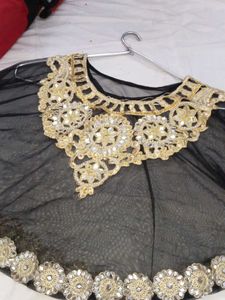 Embellished Black Net Cape