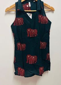 Chic Sleeveless Elephant Print Top