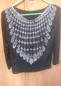 party Sparkling Black Embellished Top