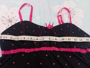 Cute Black &amp; Pink Polka Dot Nightdress