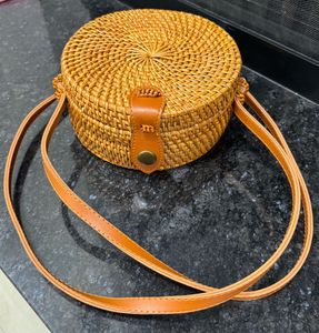 Rattan Round Crossbody Bag