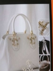 Chic Cream Patent Leather Handbag