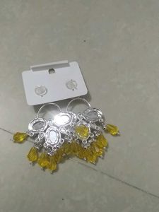 Statement Earrings with Yellow Accents
