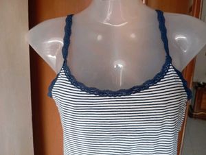Striped Lace Trim Cami Tank Top