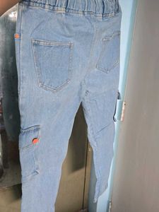 Distressed Light Wash Cargo Jeans