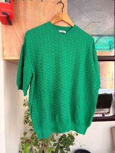 V-Neck Textured Knit Sweater