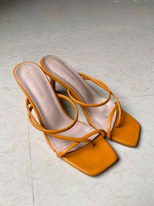 Stylish Orange Square Toe Heels