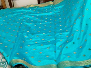 Elegant Blue &amp; Gold Silk Saree