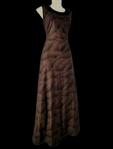 Elegant Brown Beaded Maxi Dress
