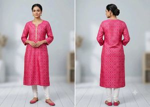 Brand New Aurelia Pink &amp; Gold Foil Print Kurti
