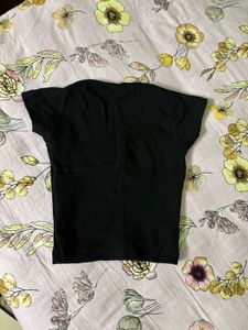 Black Lace Trim Square Neck Top
