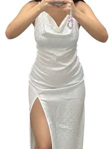 Chic White Cowl Neck Slip Dress