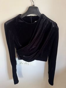 Elegant Black Velvet Crop Top