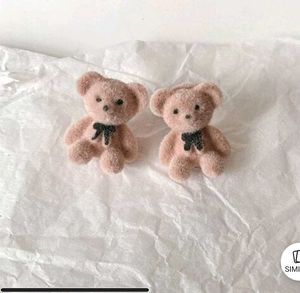 Cute Plush Teddy Bear Stud Earrings Kawaii