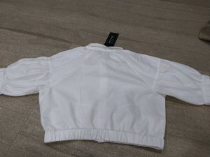 White Puff Sleeve Cropped Shirt