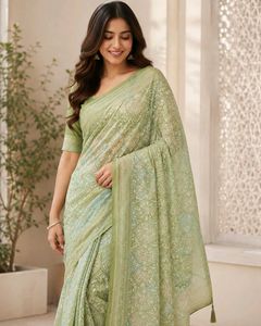 Beautiful Green Printed Saree