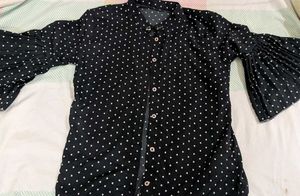 Black Top with White Heart Print