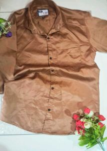 Men's Brown Satin Shirt