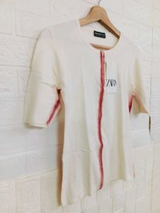 White Tee with Red Detail