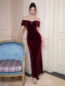 Elegant Velvet Off-Shoulder Gown