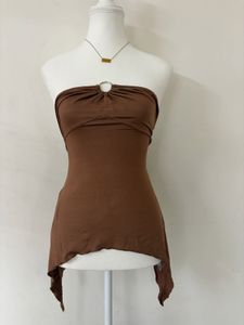 Brown Tube Top with Ring Detail✨
