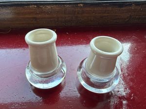 Set of 2 Vintage Ceramic &amp; Glass Vases