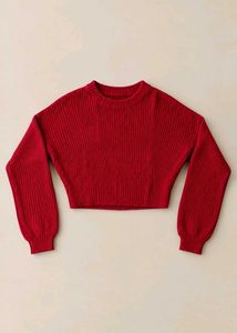 RED HOLLISTER RIBBED CROPPED SWEATER