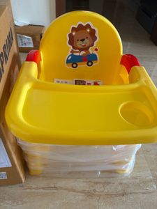 Yellow Baby High Chair with Lion Design