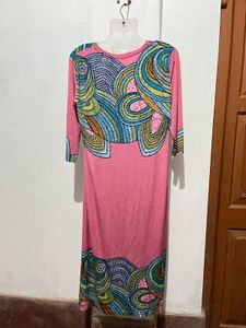 Length-46,,Unique Printed Pink Maxi Dress