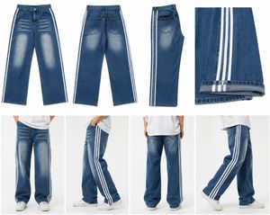Wide Leg Jeans with Side Stripes( men and women)