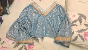 Stylish Blue Metallic Crop Top